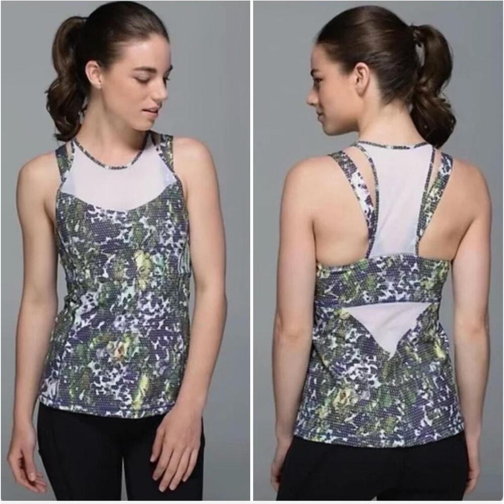 Lululemon Running In The City Tank Top Purple Green Mesh Luxtreme 6